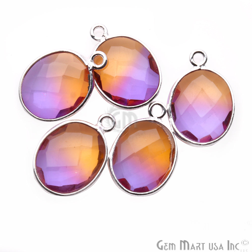 Doublet Aura Quartz 10x12mm Oval Connector (Pick Color,Plating,Bail) - GemMartUSA
