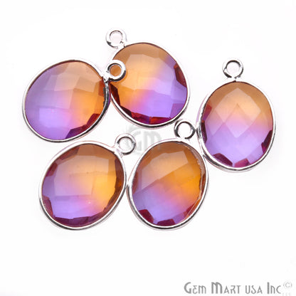 Doublet Aura Quartz 10x12mm Oval Connector (Pick Color,Plating,Bail) - GemMartUSA
