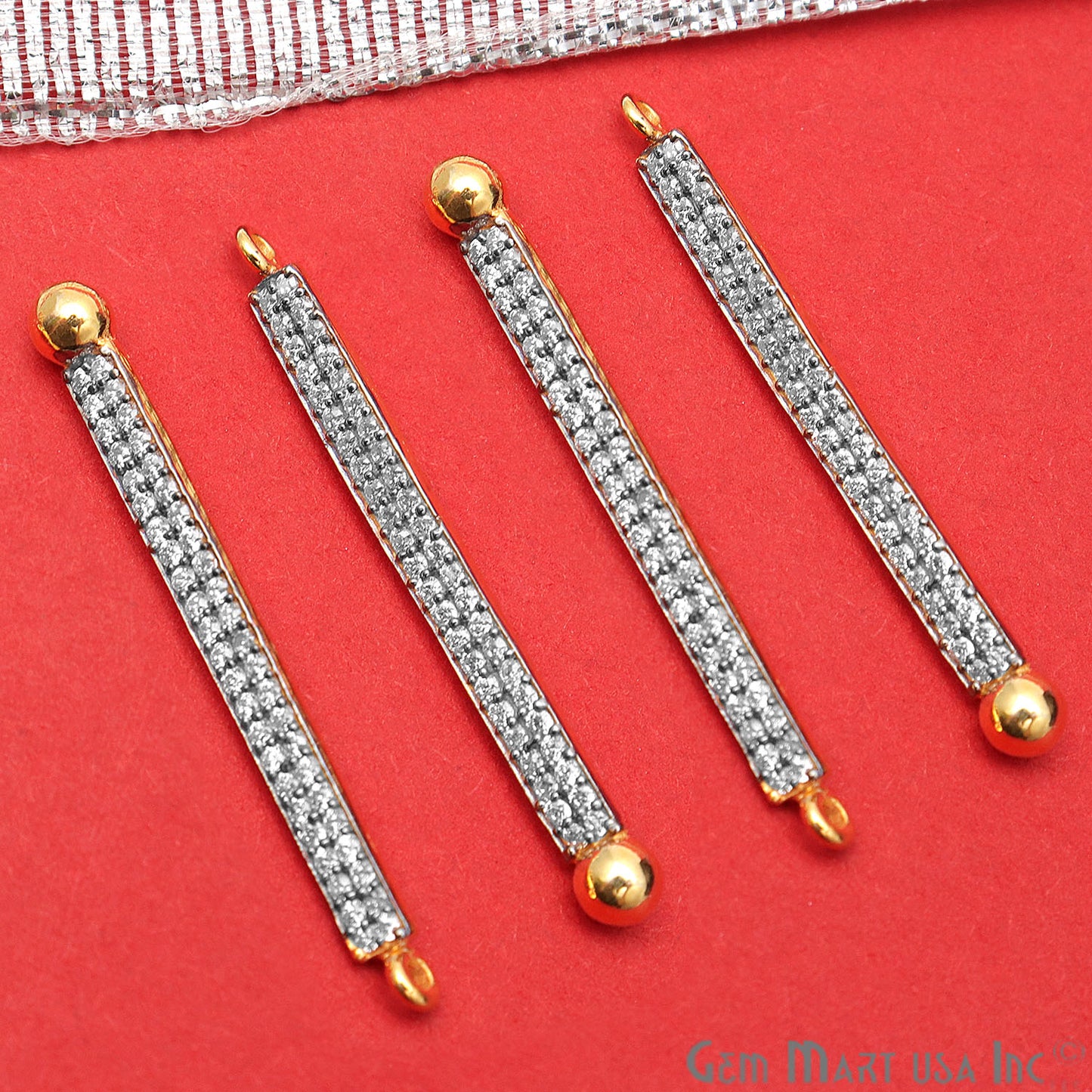 Cubic Zircon Pave Gold Vermeil Charm for Bracelet Pendants & Necklace - GemMartUSA