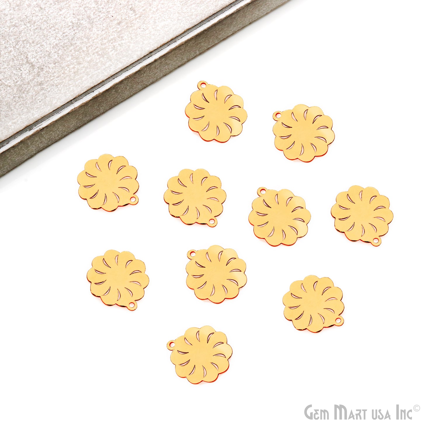 Fan Wheel Shape Laser Finding Gold Plated 20x18mm Charm For Bracelets & Pendants