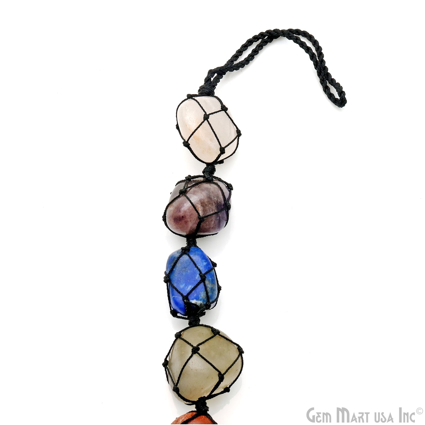 7 Chakra Of Life Healing Tumble Gemstones On A String, 27x21mm Free Form Gemstones & Round Tree Of Life Pendant 11 Inch