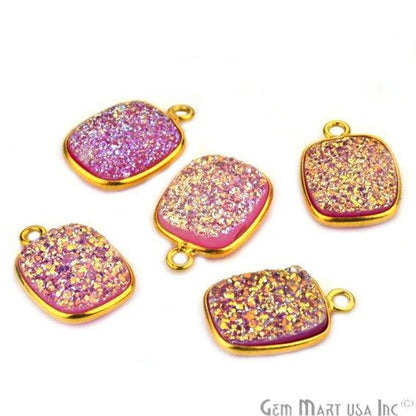 Titanium Druzy 8x10mm Octagon Single Bail Gold Bezel Gemstone Connector