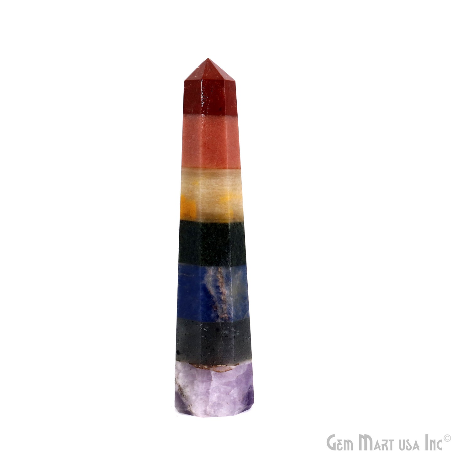 7 Chakra Gemstone Jumbo Tower Crystal Tower Obelisk Healing Meditation Gemstones 4-5 Inch