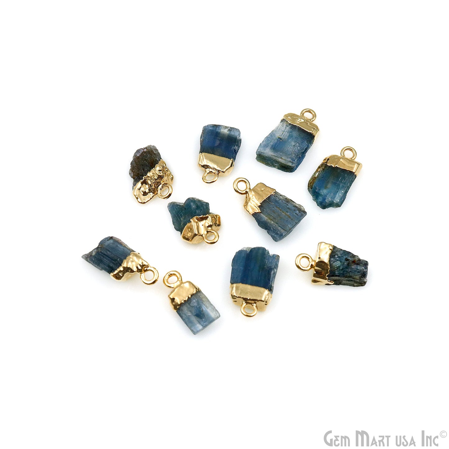 Rough Gemstone 15x10mm (appx.) Free From Gold Electroplated Single Bail Connector