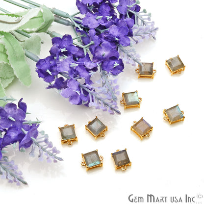 Labradorite Prong Setting Gold Plated Flashy Gemstone Connector - GemMartUSA