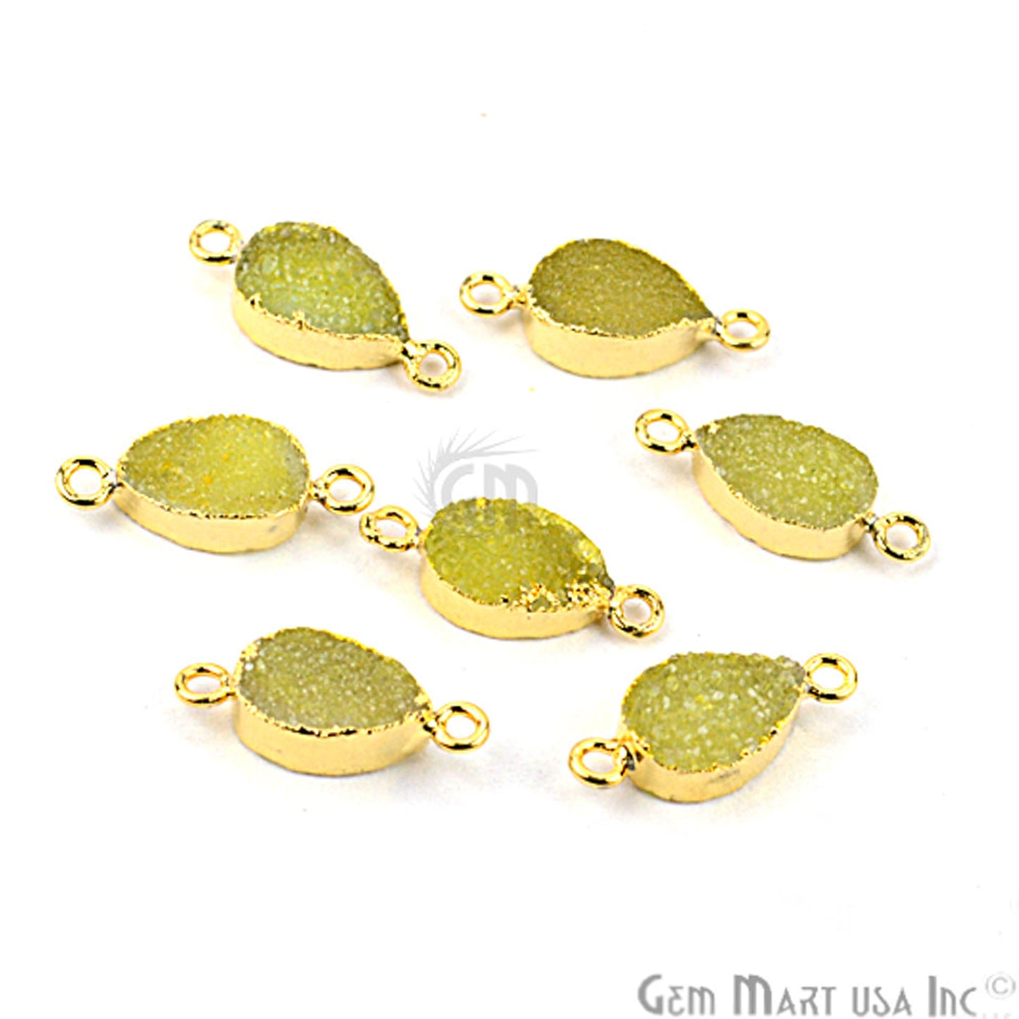 Druzy Gold Electroplated 8x12mm Pears Double Bail Gemstone Connector