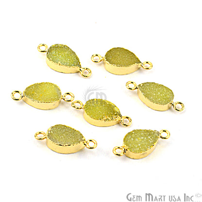 Druzy Gold Electroplated 8x12mm Pears Double Bail Gemstone Connector