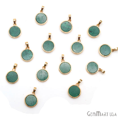 Gemstone Round Shaped Gold Plated Pendant 15x12MM