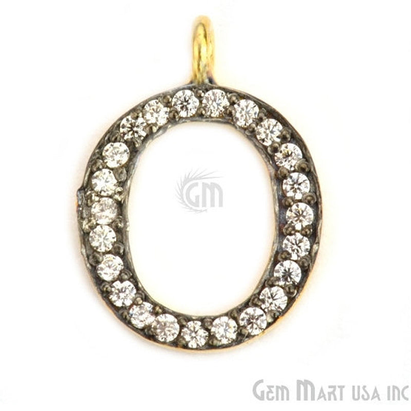 O' Alphabet Charm CZ Pave Gold Vermeil Charm for Bracelet & Pendants - GemmartUSA