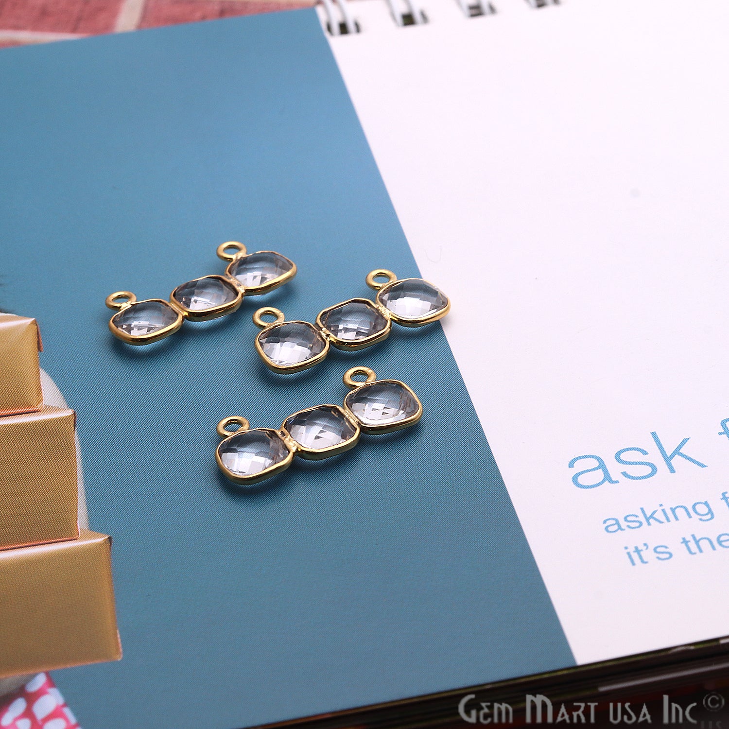 DIY Gemstone 20x10mm Gold Plated Chandelier Finding Component (Pick Your Gemstone) - GemMartUSA