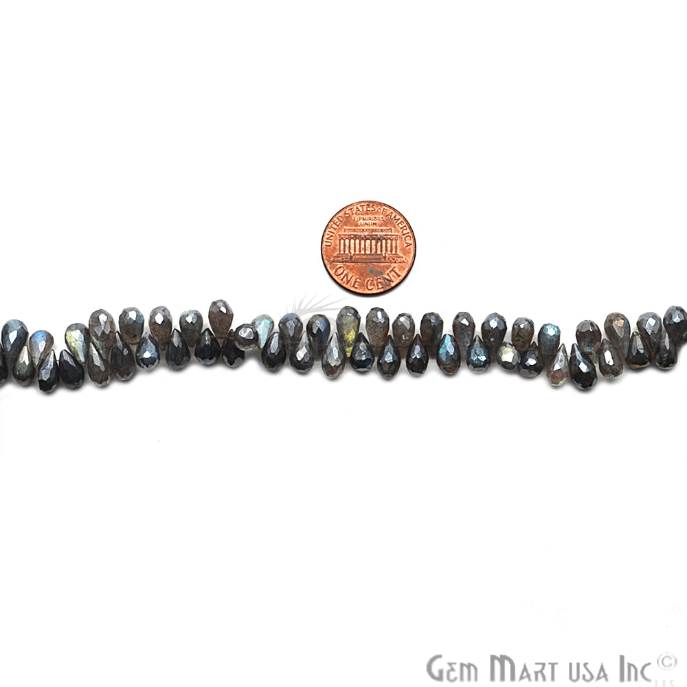 Mystique Labradorite Briolette Beads Gemstone 9x5mm Rondelle Beads - GemMartUSA