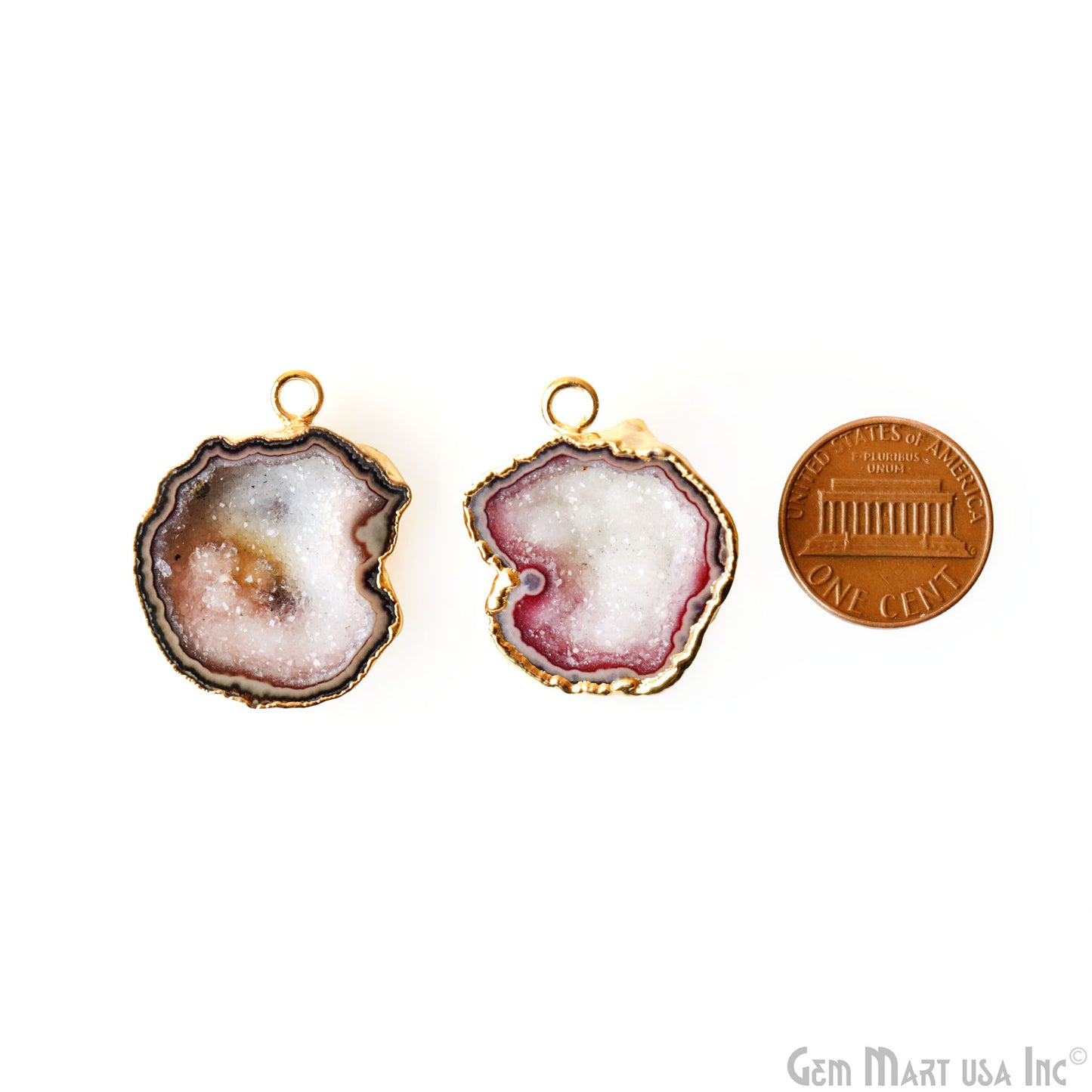 Geode Druzy 29x22mm Organic Gold Electroplated Single Bail Gemstone Earring Connector 1 Pair