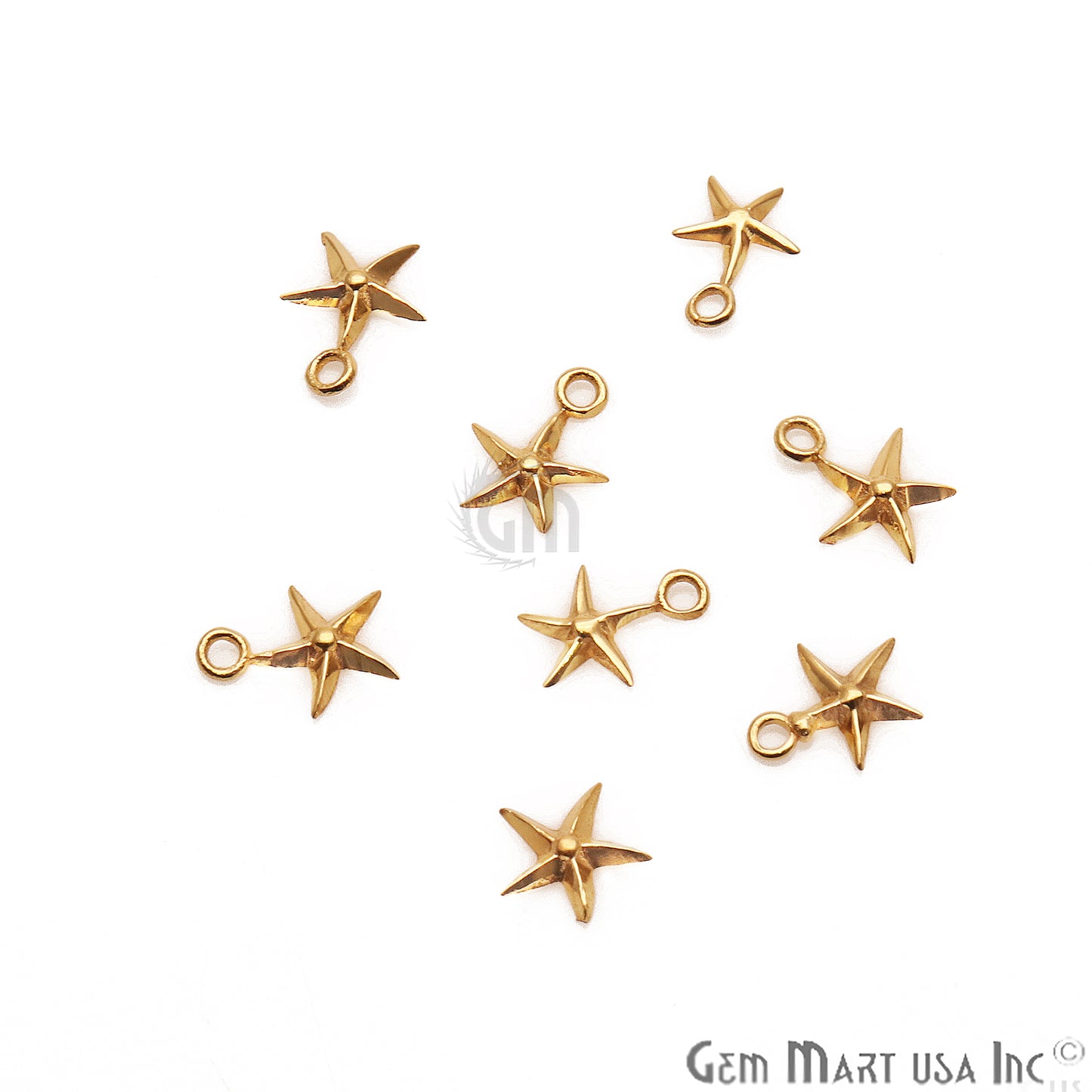 Star Shape 9x8mm Gold Plated Finding Charm, DIY Jewelry - GemMartUSA