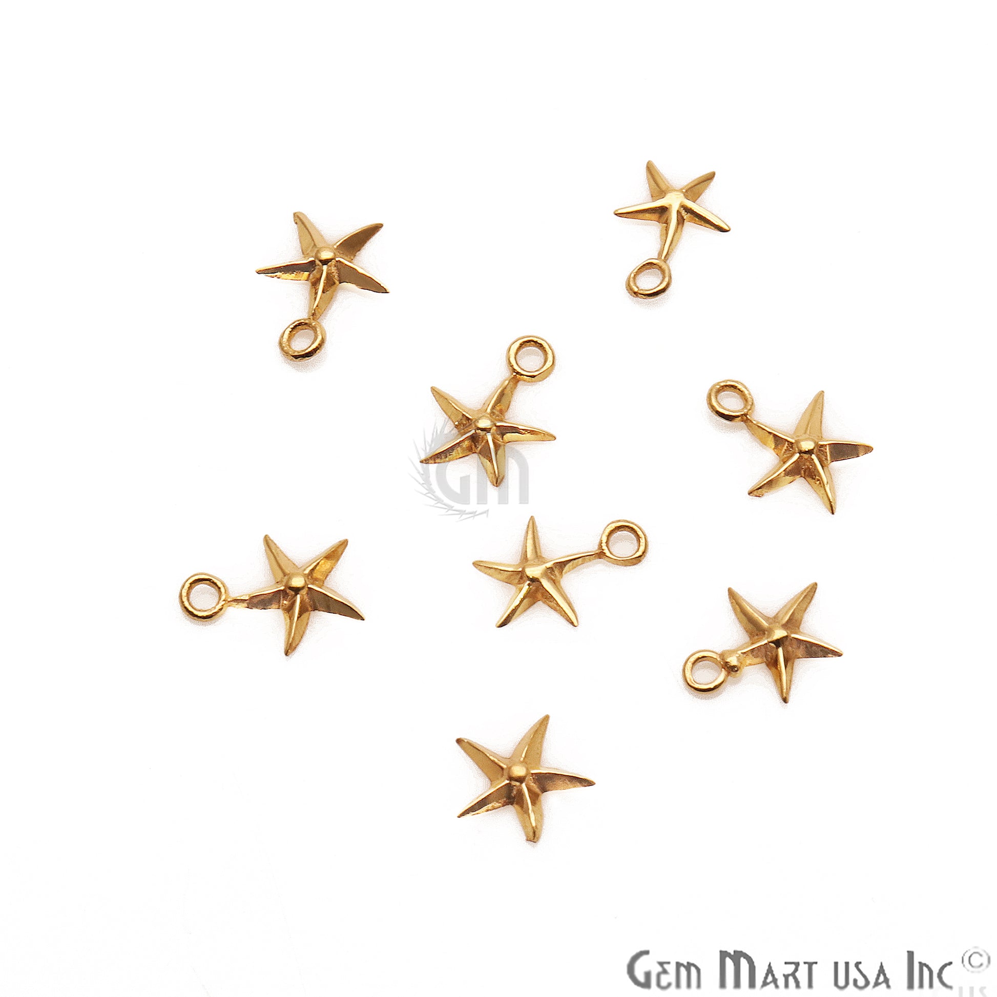 Star Shape 9x8mm Gold Plated Finding Charm, DIY Jewelry - GemMartUSA
