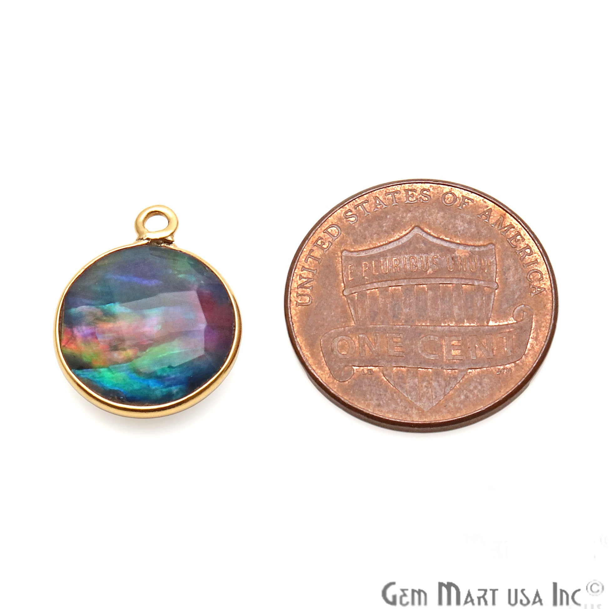 Multi Color Quartz, 12mm Round Crystal Aura Quartz, Doublet Quartz, (Pick Bail) - GemMartUSA