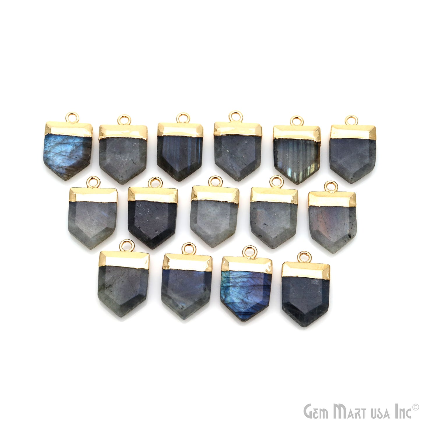 Pentagon 19x12mm Gold Electroplated Single Bail Gemstone Connector
