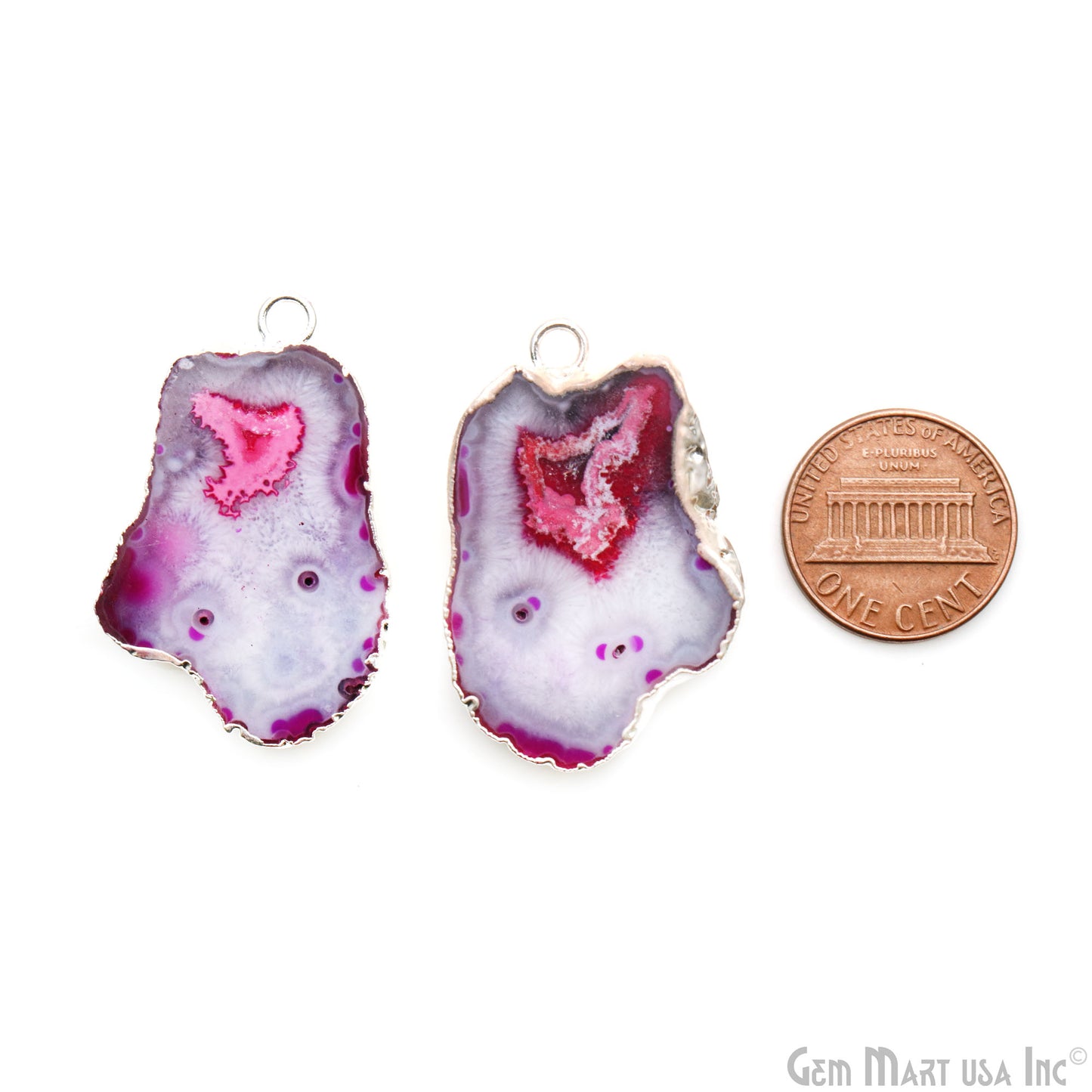 Geode Druzy 24x36mm Organic Silver Electroplated Single Bail Gemstone Earring Connector 1 Pair