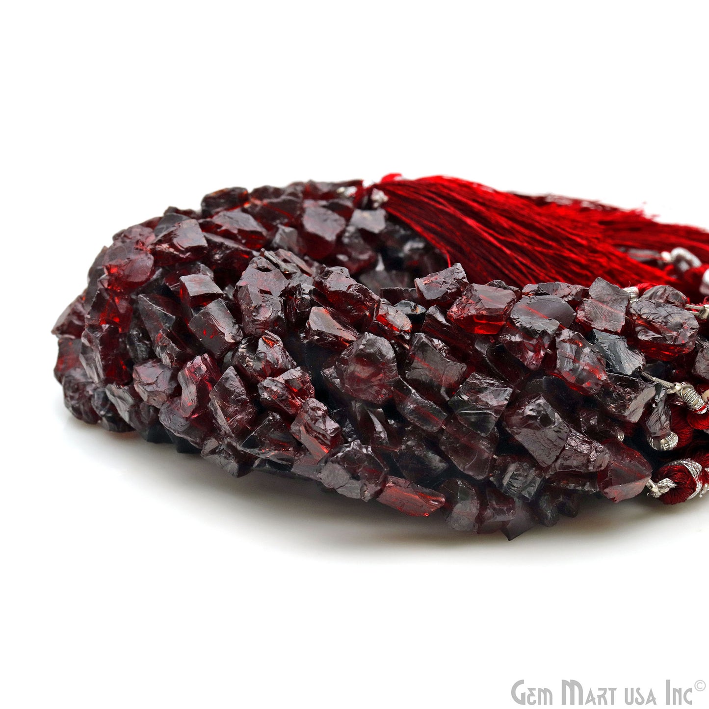 Garnet Rough Beads, 9 Inch Gemstone Strands, Drilled Strung Briolette Beads, Free Form, 7x5mm