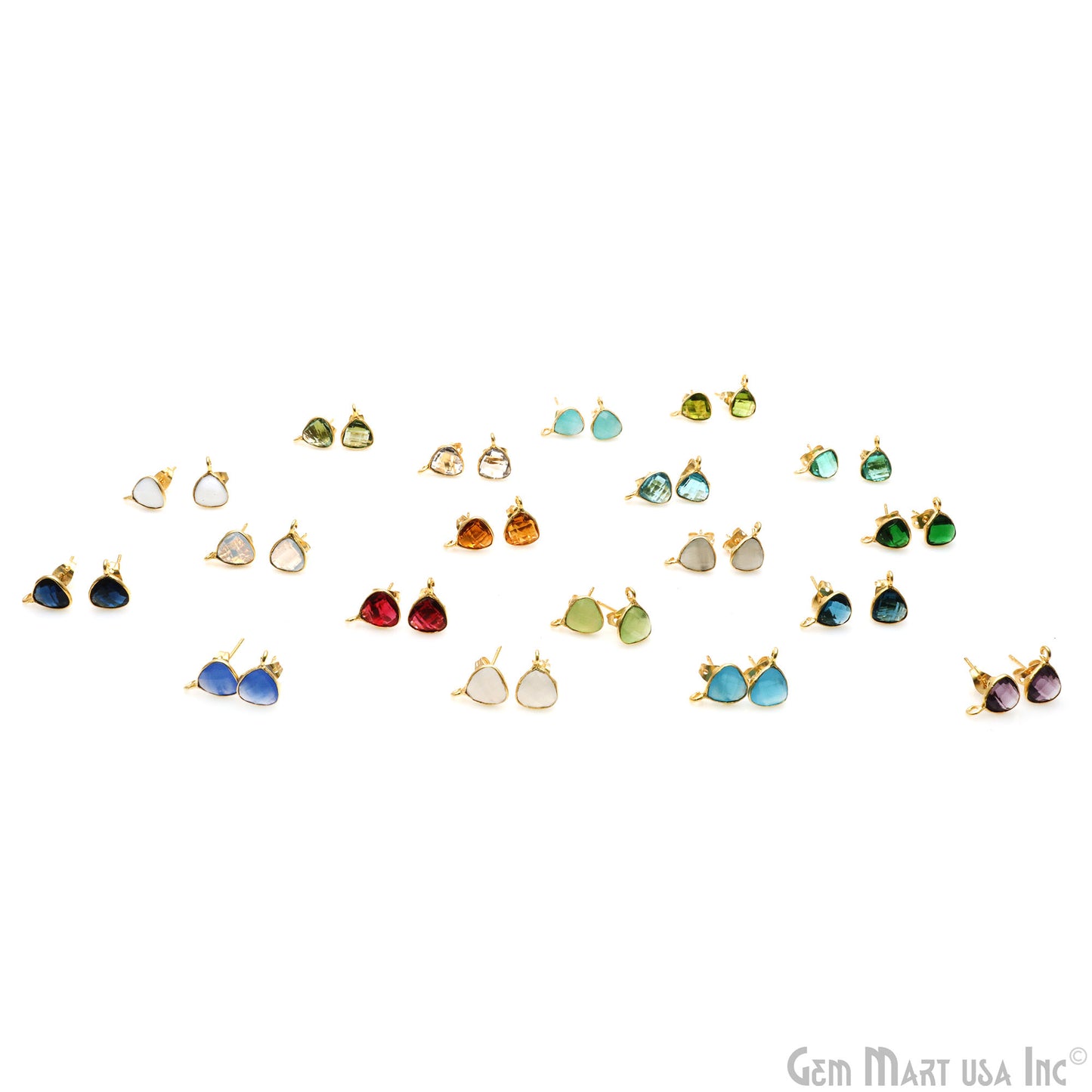 DIY Trillion 8mm Gold Bail Gemstone stud Earring