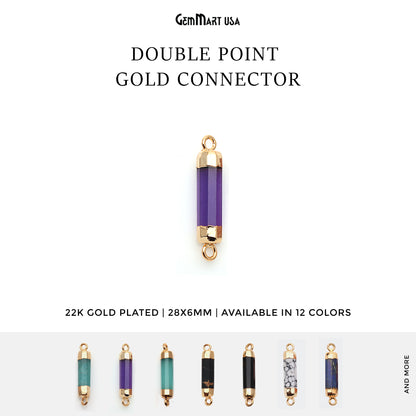 Double Point Gold Electroplated Gemstone Pendant Connector
