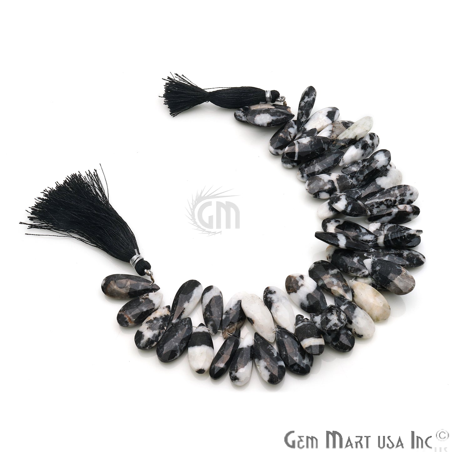 Zebra Jasper Pears 23x10mm Crafting Beads Gemstone Briolette Strands 8 Inch - GemmartUSA
