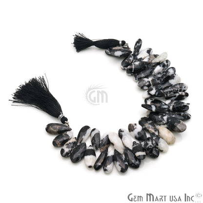 Zebra Jasper Pears 23x10mm Crafting Beads Gemstone Briolette Strands 8 Inch - GemmartUSA
