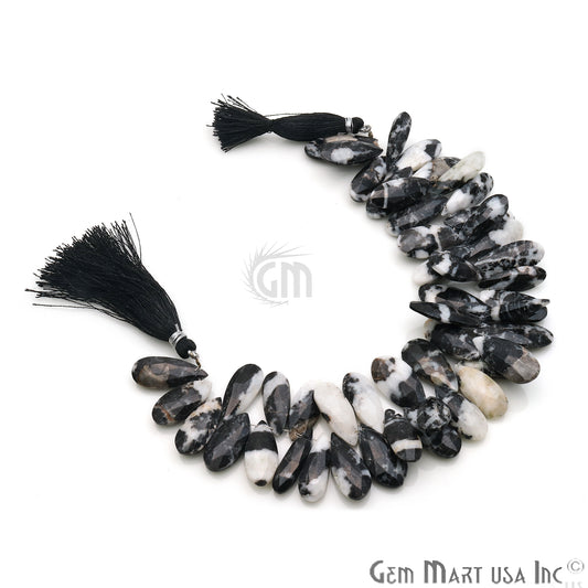 Zebra Jasper Pears 23x10mm Crafting Beads Gemstone Briolette Strands 8 Inch - GemmartUSA