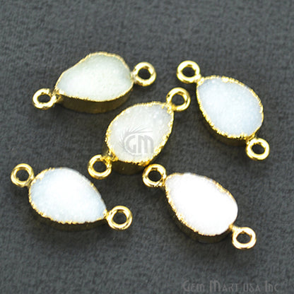 Druzy Gold Electroplated 8x12mm Pears Double Bail Gemstone Connector