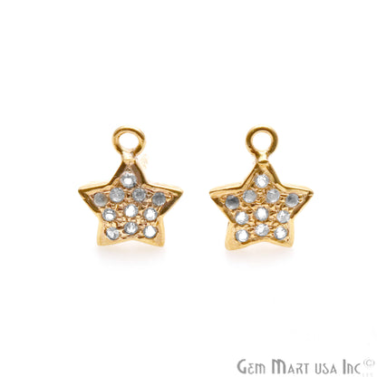 DIY Star Shape Cubic Zircon 12x9mm Gold Plated Single Bail Stud Earring - GemMartUSA