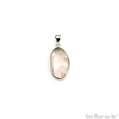 Rose Quartz Gemstone Oval 31x16mm Sterling Silver Necklace Pendant 1PC