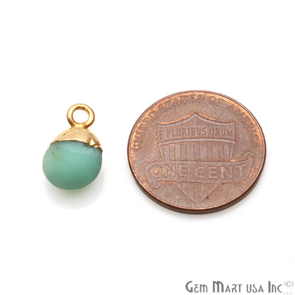 Chrysoprase Matte Beads Organic 15x7mm Gold Electroplated Pendant Connector - GemMartUSA