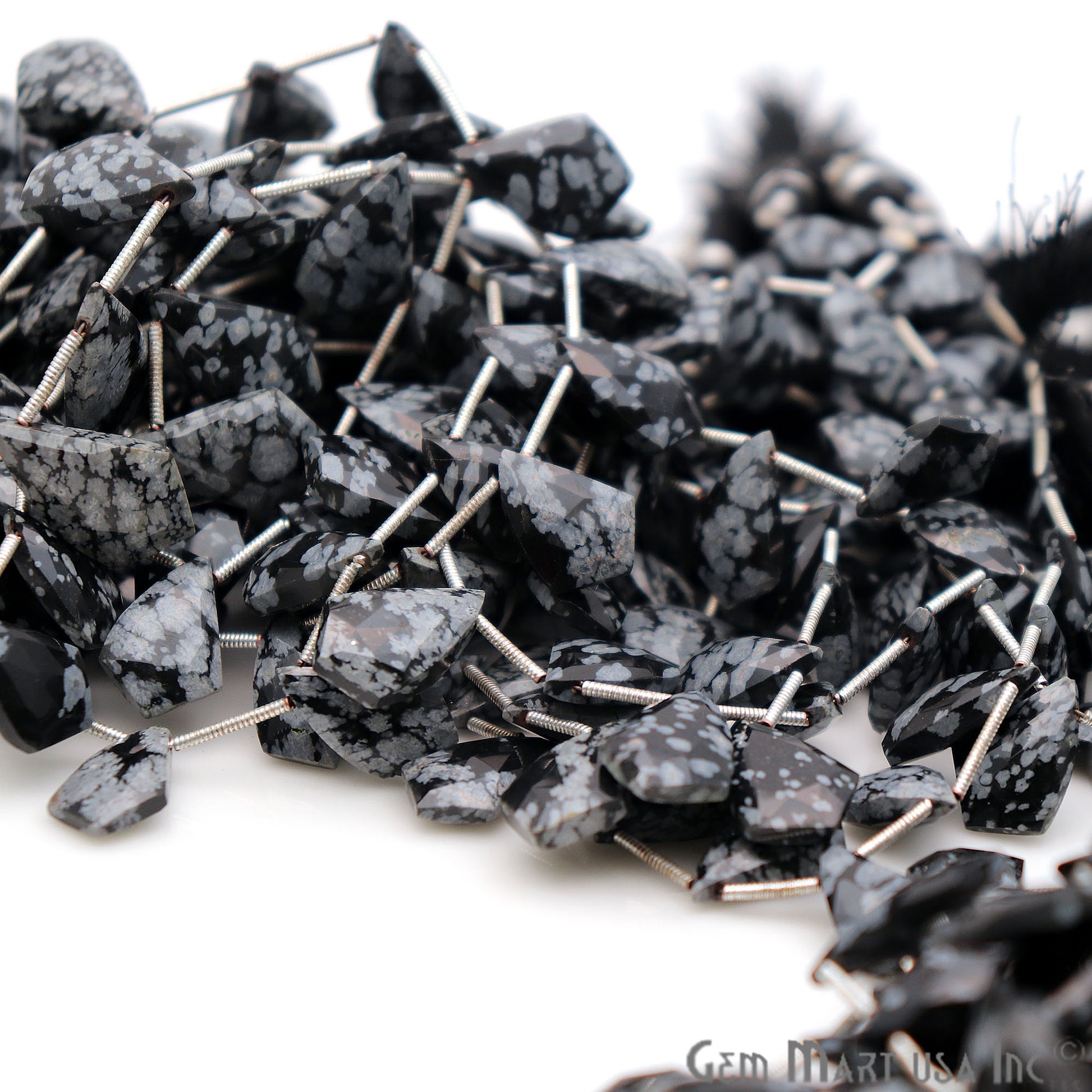Black Obsidian Free Form 18x11mm Crafting Beads Gemstone Strands 8INCH - GemMartUSA