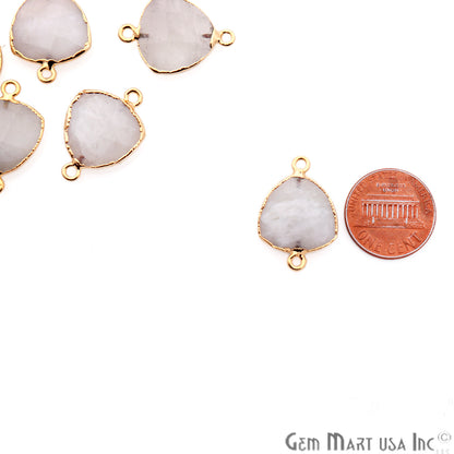 Rainbow Moonstone 16mm Trillion Shape Gold Electroplated Gemstone Connector - GemMartUSA