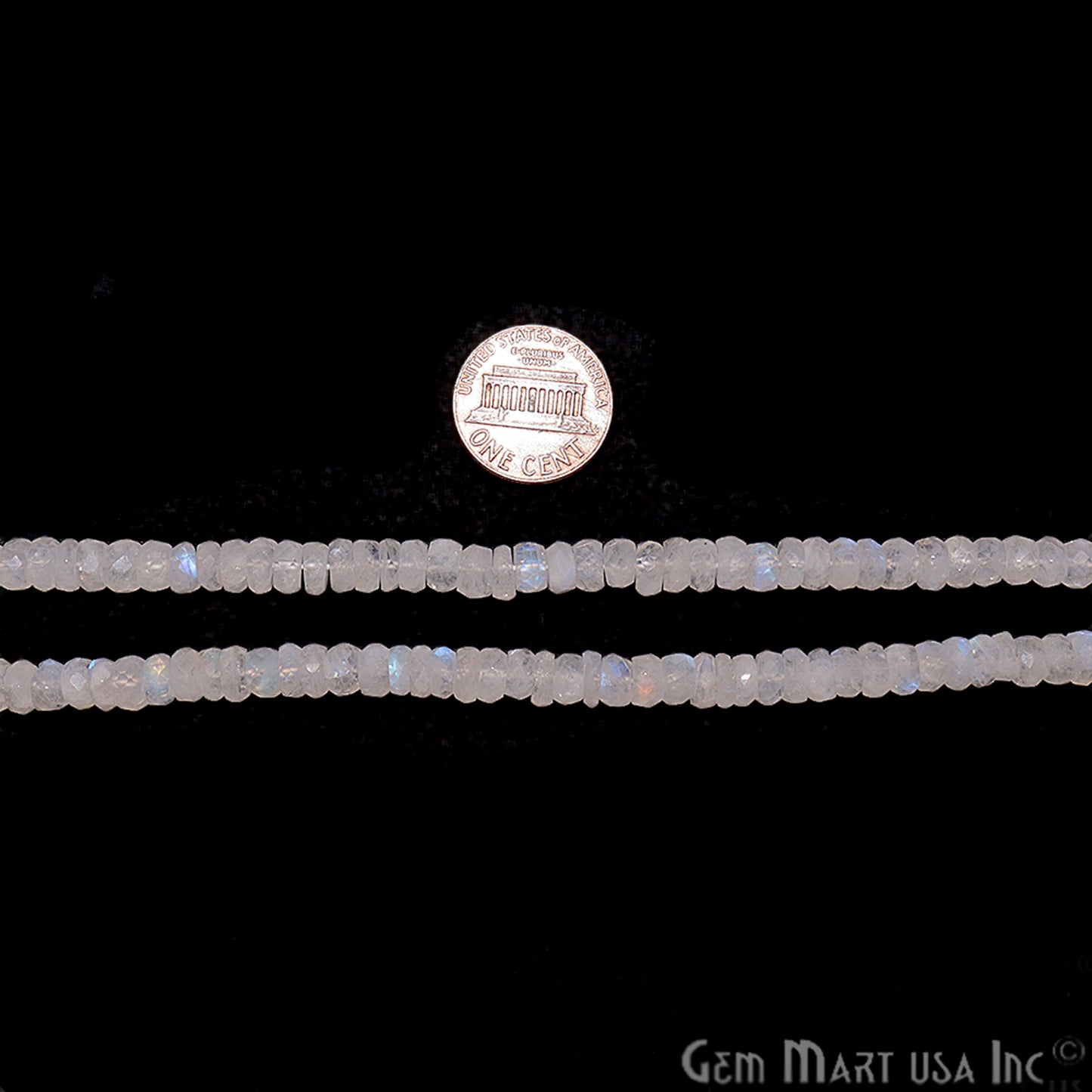 Rainbow Moonstone 5-6mm Round Rondelle Strand Beads - GemMartUSA