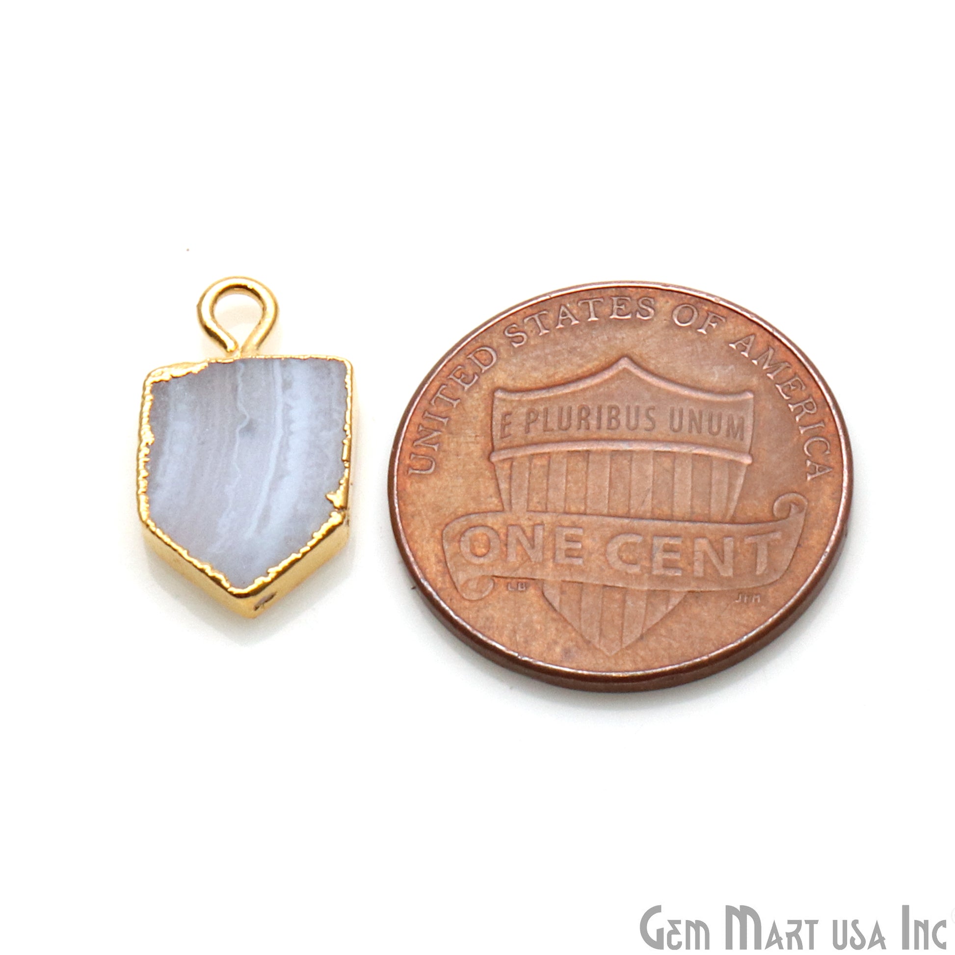 Pentagon Shape 16x9mm Gold Electroplated Gemstone Connector (Pick Stone) - GemMartUSA