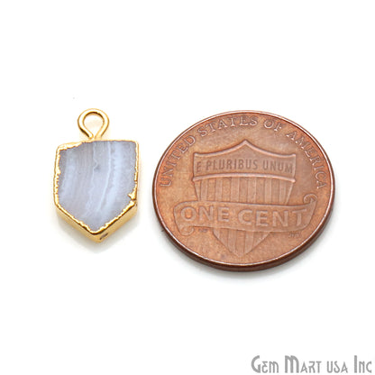 Pentagon Shape 16x9mm Gold Electroplated Gemstone Connector (Pick Stone) - GemMartUSA