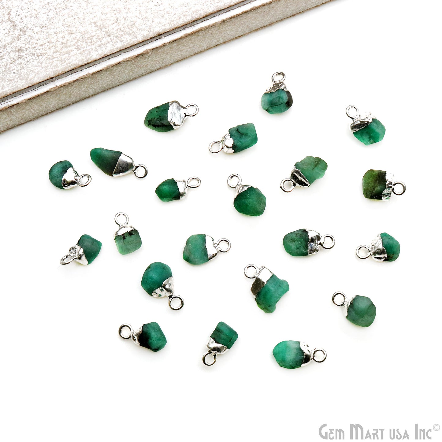 Rough Gemstone Free From Silver Electroplated Single Bail Connector