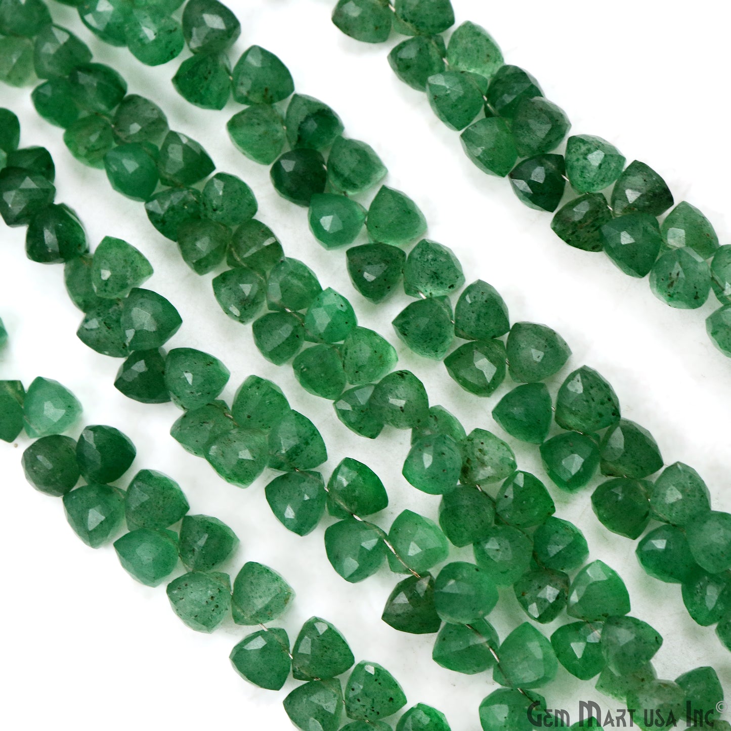 Aventurine Triangle Beads, 8 Inch Gemstone Strands, Drilled Strung Briolette Beads, Triangle Shape, 6-7mm