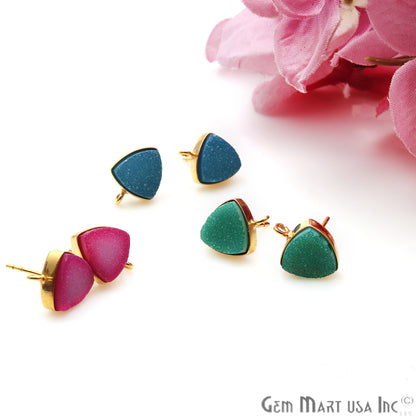 DIY Color Druzy Trillion 10mm Single Bail Connector Stud Earring (Pick Color) - GemMartUSA