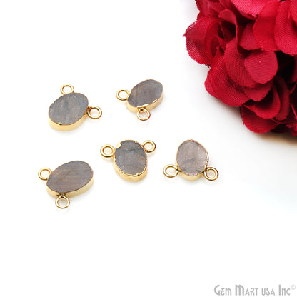 Labradorite Free Form Shape 13x11mm Gold Electroplated Connector