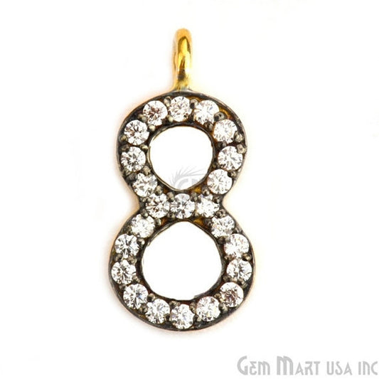 8' Numbering CZ Pave Gold Vermeil Charm for Bracelet & Pendants - GemmartUSA