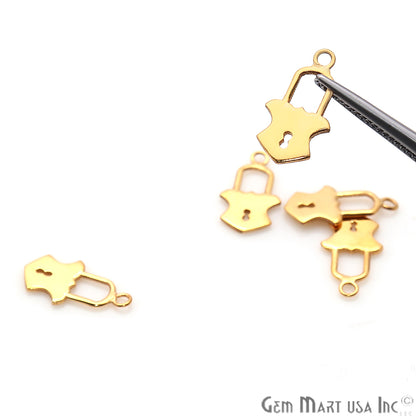 Lock Shape Gold Plated 16x8mm Finding Charm Connector - GemMartUSA
