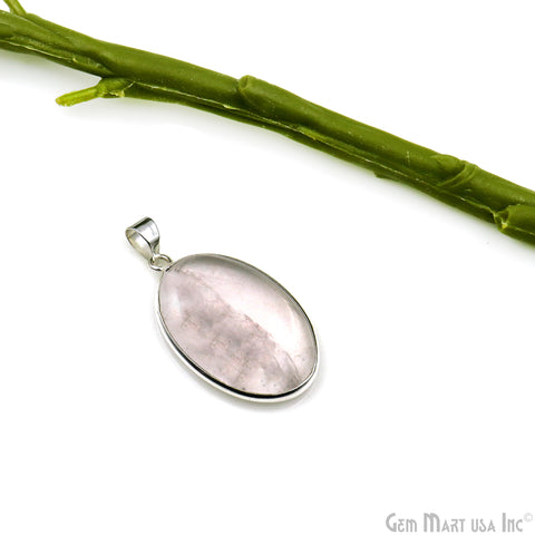 Rose Quartz Gemstone Oval 38x23mm Sterling Silver Necklace Pendant 1PC