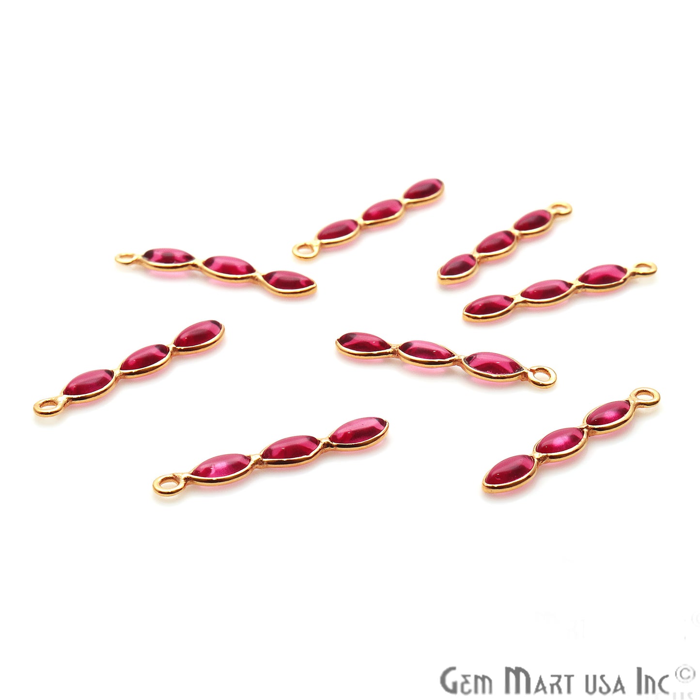 DIY Pink Tourmaline 23x4mm Gold Plated Chandelier Finding Component - GemMartUSA