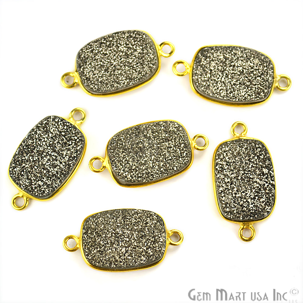 Titanium Platinum Druzy 10x14mm Octagon Connector (Pick Bail,Plating) - GemMartUSA