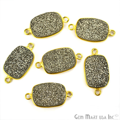 Titanium Platinum Druzy 10x14mm Octagon Connector (Pick Bail,Plating) - GemMartUSA
