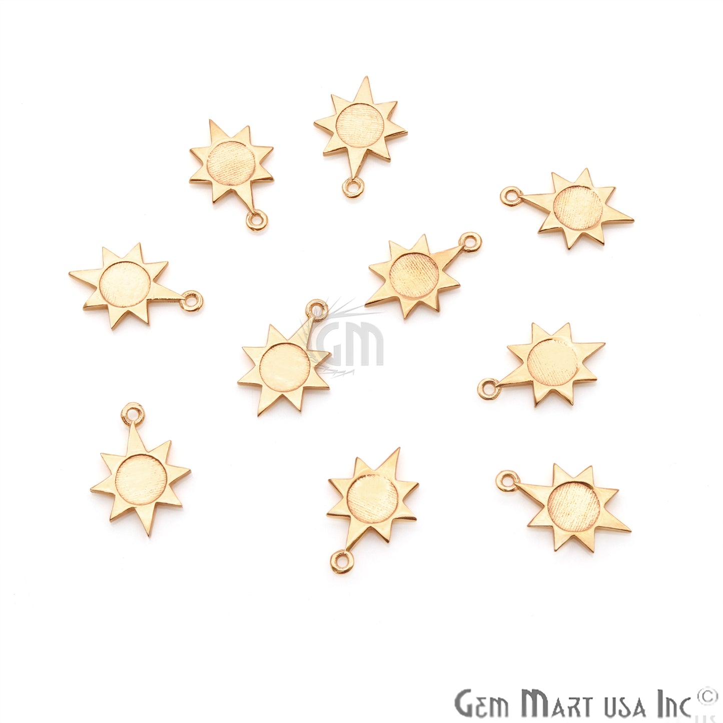 Sun Shape 17x12mm Gold Plated Finding Charm, DIY Jewelry - GemMartUSA