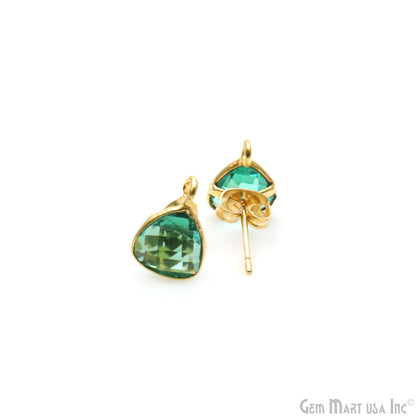 DIY Trillion 8mm Gold Bail Gemstone stud Earring