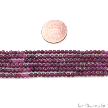 Ruby Rondelle Beads, 12-13 Inch Gemstone Strands, Drilled Strung Nugget Beads, Faceted Round, 3mm