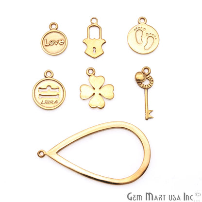 Love Print Round Shape Gold Plated Finding Connector - GemMartUSA